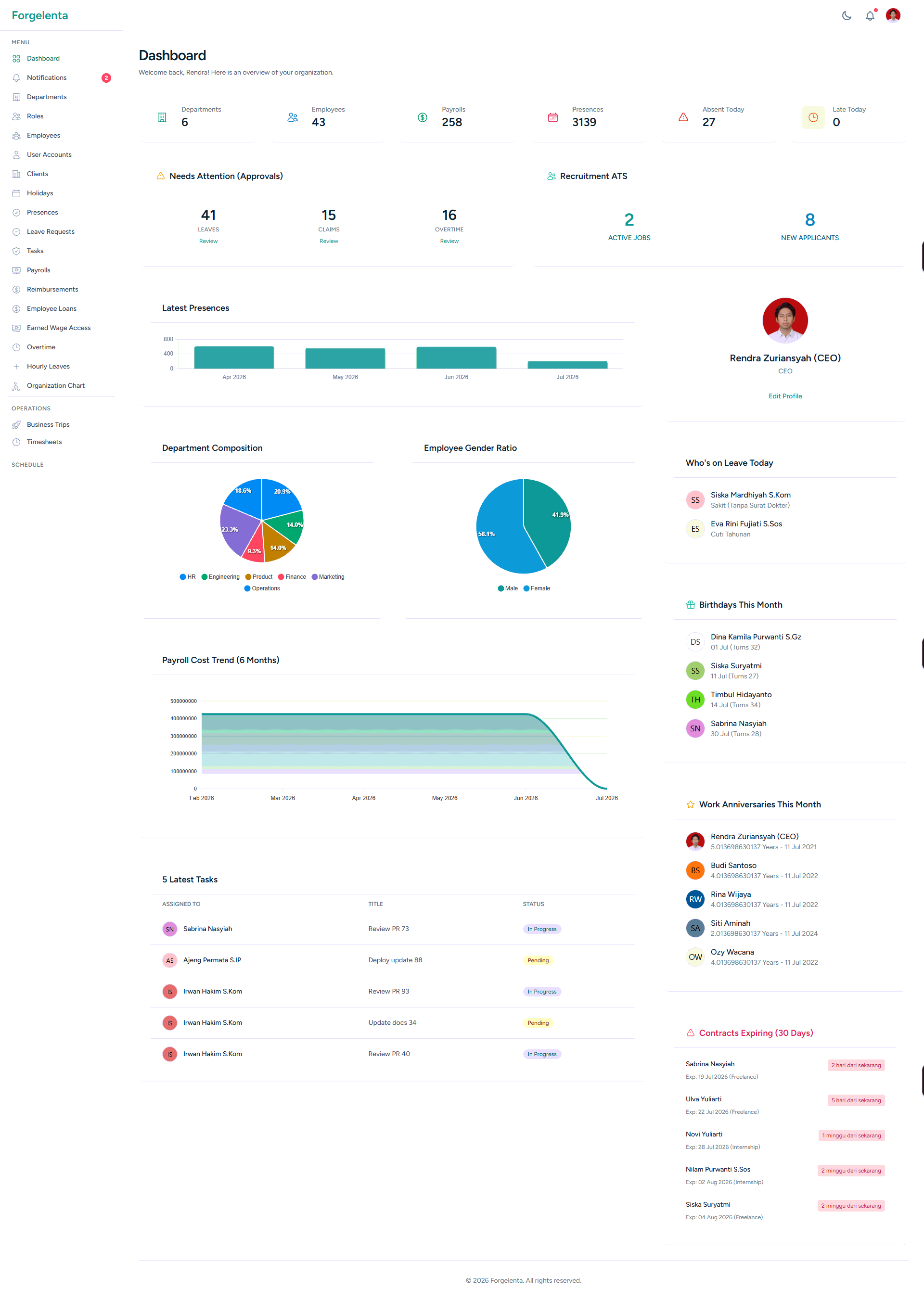ForgeLenta: HRIS & Payroll System screenshot 2
