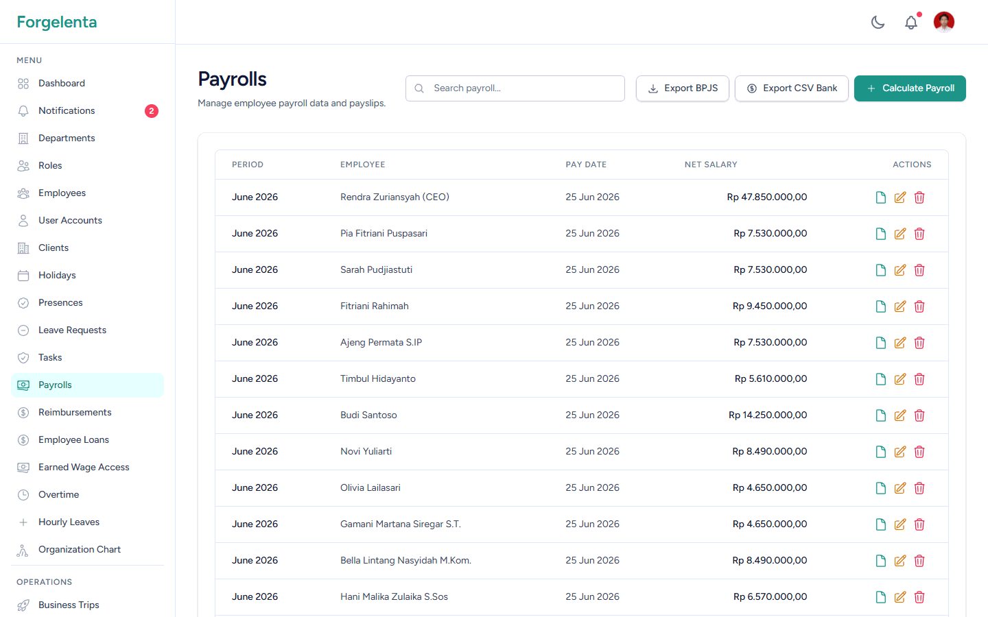 ForgeLenta: HRIS & Payroll System screenshot 6