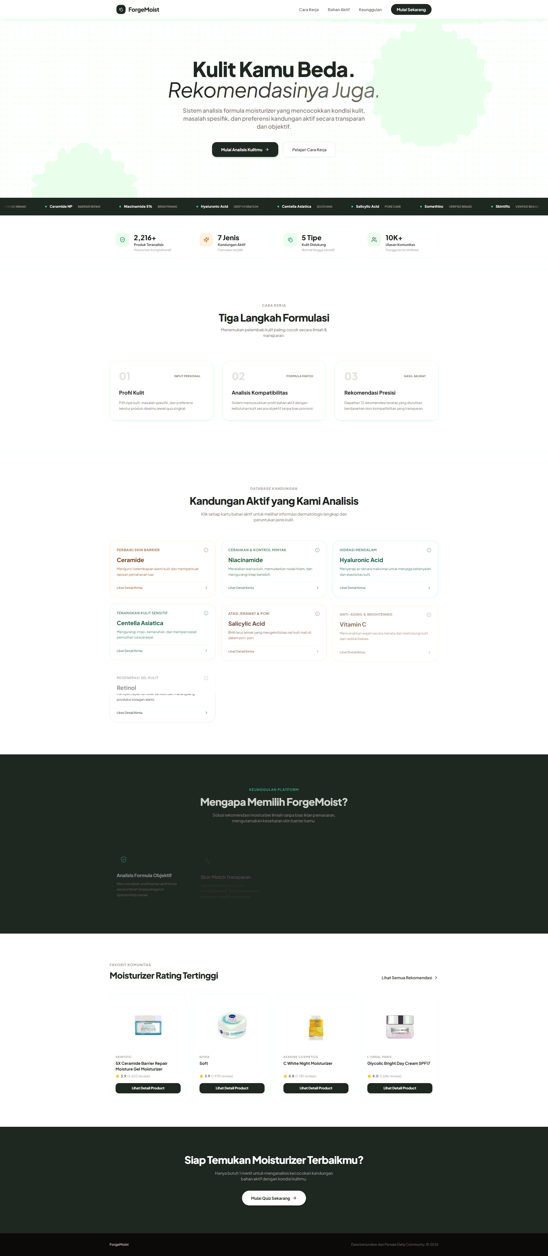ForgeMoist: Skincare Recommender & Analysis screenshot 1