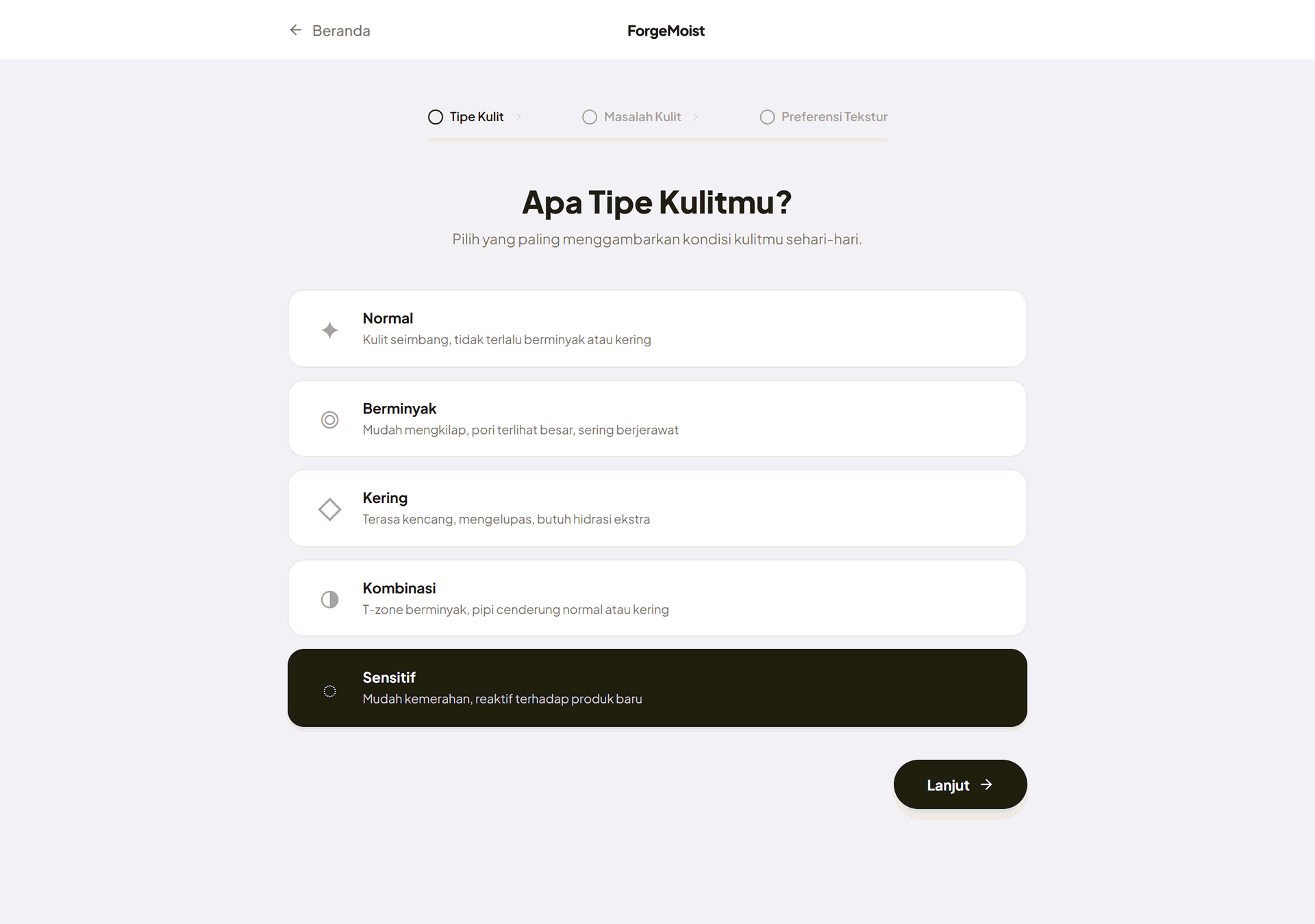 ForgeMoist: Skincare Recommender & Analysis screenshot 2